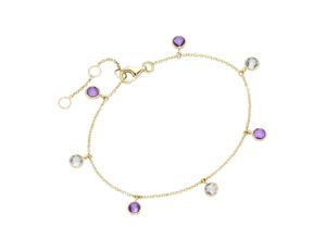 4007810239206 - Armband LUIGI MERANO Amethyste als Behang Gold 585 Armbänder Gr 19 cm Gelbgold 585 bunt (mehrfarbig) Damen Armbänder