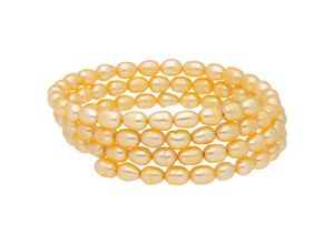 4007810239701 - Armspange JACQUES CHARREL Süßwasserperlen flexibel Armbänder Gr 56 cm Materialmix goldfarben (gold) Damen Armspange