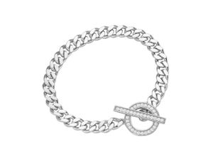 4007810239800 - Armband GIORGIO MARTELLO MILANO Panzerkette Schließe mit Zirkonia Silber 925 Armbänder Gr 18 cm Silber 925 (Sterlingsilber) silberfarben (silber) Damen Armbänder Silber