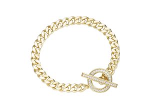 4007810239817 - Armband GIORGIO MARTELLO MILANO Panzerkette Schließe mit Zirkonia Silber 925 Armbänder Gr 18 cm Silber 925 (Sterlingsilber) goldfarben (gold) Damen Armbänder