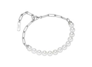 4007810239855 - Armband GIORGIO MARTELLO MILANO mit Muschelkern-Perlen Silber 925 Armbänder Gr 19 cm Silber 925 (Sterlingsilber) silberfarben (silber) Damen Armbänder Silber