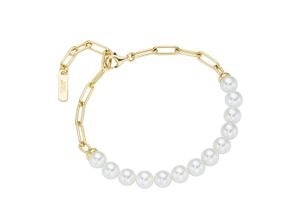 4007810239862 - Armband GIORGIO MARTELLO MILANO mit Muschelkern-Perlen Silber 925 Armbänder Gr 19 cm Silber 925 (Sterlingsilber) goldfarben (gold) Damen Armbänder