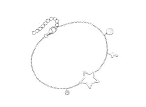 4007810240103 - Armband SMART JEWEL mit Stern Kreuz Plättchen Zirkonia Silber 925 Armbänder Gr 20 cm Silber 925 (Sterlingsilber) silberfarben (silber) Damen