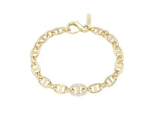 4007810240387 - Armband GIORGIO MARTELLO MILANO Gliederkette mit Zirkonia Silber 925 Armbänder Gr 19 cm Silber 925 (Sterlingsilber) goldfarben (gold) Damen Armbänder