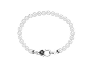 4007810240578 - Armband GIORGIO MARTELLO MILANO mit weißen Muschelkern-Perlen Silber 925 Armbänder Gr 21 cm Silber 925 (Sterlingsilber) weiß Herren