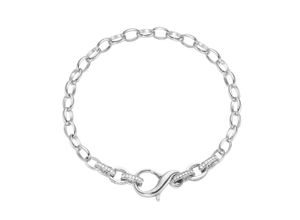 4007810240868 - Armband GIORGIO MARTELLO MILANO Ankerkette mit Zirkonia Silber 925 Armbänder Gr 19 cm Silber 925 (Sterlingsilber) silberfarben (silber) Damen Armbänder Silber