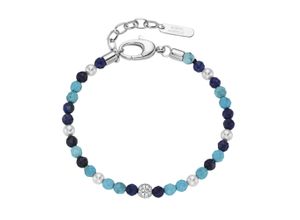 4007810240882 - Armband GIORGIO MARTELLO MILANO mit Zirkonia Steinkugeln und Muschelkern-Perlen Silber 925 Armbänder Gr 20 cm Silber 925 (Sterlingsilber) blau Giorgio Martello Milano