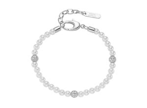 4007810240905 - Armband GIORGIO MARTELLO MILANO mit weißen Zirkonia und Muschelkern-Perlen Silber 925 Armbänder Gr 20 cm Silber 925 (Sterlingsilber) weiß Giorgio Martello Milano