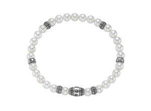 4007810241001 - Armband GIORGIO MARTELLO MILANO mit grünem Tigerauge oder Muschelkern-Perlen Silber 925 Armbänder Gr 20 cm Silber 925 (Sterlingsilber) weiß Herren Armbänder