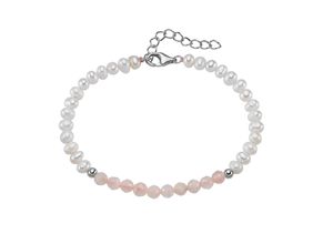 4007810241148 - Armband SMART JEWEL mit Süßwasser-Perlen und Rosenquarz Silber 925 Armbänder Gr 19 cm Silber 925 (Sterlingsilber) rosa Damen