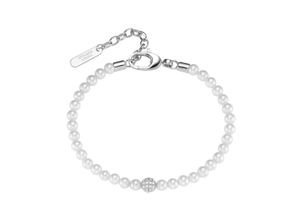 4007810241421 - Armband GIORGIO MARTELLO MILANO mit Zirkonia und Muschelkern-Perlen Silber 925 Armbänder Gr 20 cm Silber 925 (Sterlingsilber) silberfarben (silber) Damen