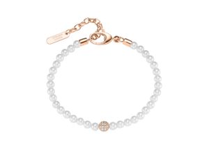 4007810241445 - Armband GIORGIO MARTELLO MILANO mit Zirkonia und Muschelkern-Perlen Silber 925 Armbänder Gr 20 cm Silber 925 (Sterlingsilber) rosegold (rosé vergoldet) Damen