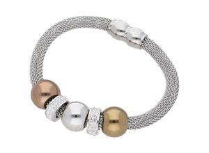 4007810241636 - Armband JACQUES CHARREL mit Kristallsteinen tricolor Edelstahl Gr 20 cm Edelstahl rosegold (silber rosé vergoldet silber vergoldet) Damen Armbänder