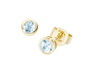 4007810669096 - Paar Ohrstecker LUIGI MERANO mit Blautopas Gold 375 Ohrringe Gr Gelbgold 375 blau (hellblau) Damen Ohrstecker