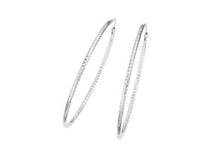 4007810672461 - Paar Creolen SMART JEWEL gerieft und diamantiert Silber 925 Ohrringe Gr Silber 925 (Sterlingsilber) silberfarben (silber) Damen