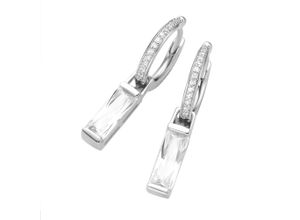 4007810672867 - Paar Creolen GIORGIO MARTELLO MILANO mit Zirkonia weiß und Behang Silber 925 Ohrringe Gr Silber 925 (Sterlingsilber) weiß Damen Creolen