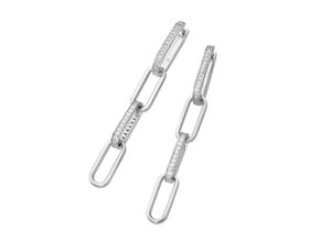 4007810673321 - Paar Creolen GIORGIO MARTELLO MILANO mit Behang weiße Zirkonia Silber 925 Ohrringe Gr Silber 925 (Sterlingsilber) weiß Damen Creolen