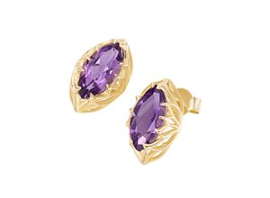 4007810674533 - Paar Ohrstecker FIRETTI Schmuck Geschenk Gold 375 Ohrschmuck Edelstein Farbstein Ohrringe Gr Gelbgold 375 bunt (gelbgoldfarben lila lila) Damen Ohrstecker mit Amethyst oder Blautopas