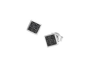 4007810674786 - Paar Ohrstecker GIORGIO MARTELLO MILANO carréförmig mit weißen oder schwarzen Steinen Silber 925 Ohrringe Gr Silber 925 (Sterlingsilber) schwarz Herren