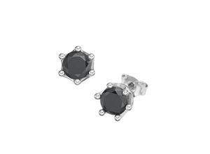 4007810674793 - Paar Ohrstecker GIORGIO MARTELLO MILANO rund mit schwarzen Zirkonia und Spinellen Silber 925 Ohrringe Gr Silber 925 (Sterlingsilber) schwarz Damen Ohrstecker