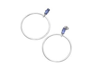 4007810675066 - Paar Ohrhänger GIORGIO MARTELLO MILANO Behang Ring Zirkonia und Kristallsteine Silber 925 Ohrringe Gr Silber 925 (Sterlingsilber) blau Damen Ohrhänger