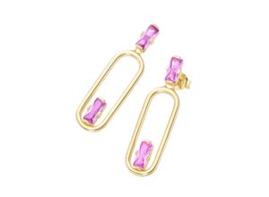 4007810675875 - Paar Ohrhänger GIORGIO MARTELLO MILANO mit fuchsia Zirkonia Silber 925 Ohrringe Gr Silber 925 (Sterlingsilber) goldfarben (gold) Damen Ohrhänger