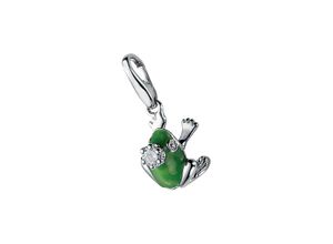 4007810707248 - Charm-Einhänger GIORGIO MARTELLO MILANO Frosch mit Krone und Zirkonia Silber 925 Charms grün Damen