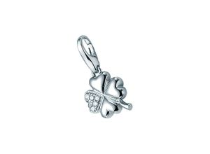 4007810712204 - Charm-Einhänger GIORGIO MARTELLO MILANO Kleeblatt mit Zirkonia Silber 925 Charms silberfarben (silber) Damen