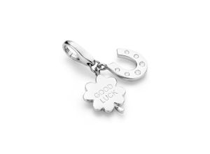 4007810733803 - Charm-Einhänger GIORGIO MARTELLO MILANO Kleeblatt und Hufeisen Silber 925 Charms silberfarben (silber) Damen