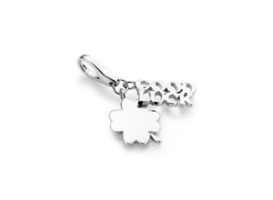 4007810733827 - Charm-Einhänger GIORGIO MARTELLO MILANO Kleeblatt und Schriftzug Good Luck Silber 925 Charms silberfarben (silber) Damen