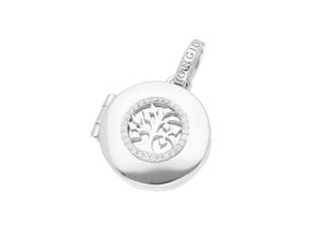 4007810738808 - Medallion-Anhänger GIORGIO MARTELLO MILANO Medaillon Lebensbaum mit Zirkonia Silber 925 Schmuckanhänger Gr Onesize Silber 925 (Sterlingsilber) silberfarben (silber) Damen Anhänger