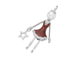 4007810739683 - Ketten-Anhänger GIORGIO MARTELLO MILANO Bella Giulia Püppchen mit Stern Silber 925 Schmuckanhänger Gr Onesize Silber 925 (Sterlingsilber) rot Damen Anhänger