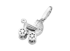 4007810740993 - Charm-Einhänger GIORGIO MARTELLO MILANO Kinderwagen mit Zirkonia Steinen Silber 925 Charms weiß Damen