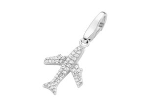 4007810741020 - Charm-Einhänger GIORGIO MARTELLO MILANO Flugzeug mit Zirkonia Silber 925 Charms weiß Damen