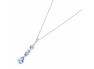 4007810741594 - Kette mit Anhänger GIORGIO MARTELLO MILANO mit Zirkonia + synth hellblaue Spinelle Silber 925 Halsketten Gr 45 cm Silber 925 (Sterlingsilber) blau (hellblau) Damen Ketten mit Anhänger