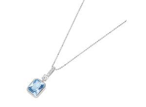 4007810741600 - Kette mit Anhänger GIORGIO MARTELLO MILANO mit Zirkonia + synth hellblaue Spinelle Silber 925 Halsketten Gr 45 cm Silber 925 (Sterlingsilber) blau (hellblau) Damen Ketten mit Anhänger