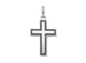 4007810744441 - Kreuz-Anhänger GIORGIO MARTELLO MILANO Kreuz Rand mit Kugeloptik Silber 925 Schmuckanhänger Gr 4 cm Silber 925 (Sterlingsilber) silberfarben (silber) Damen Anhänger