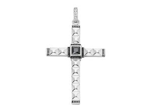 4007810744502 - Kreuz-Anhänger GIORGIO MARTELLO MILANO Kreuz Pyramiden- + Kugeloptik Zirkonia schwarz Silber 925 Schmuckanhänger Gr 6 cm Silber 925 (Sterlingsilber) silberfarben (silber) Herren Anhänger