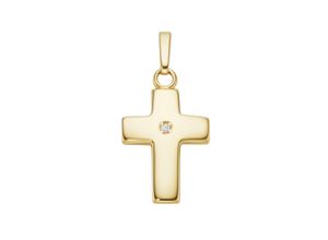 4007810744564 - Kreuz-Anhänger LUIGI MERANO Kreuz mit Zirkonia Gold 375 Schmuckanhänger Gr Onesize Gelbgold 375 goldfarben (gold) Damen Anhänger