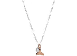 4007810744823 - Kette mit Anhänger SMART JEWEL Anhänger Flosse und Zirkonia bicolor Silber 925 Halsketten Gr 47 cm Silber 925 (Sterlingsilber) rosegold (silber rosé vergoldet bicolor) Damen