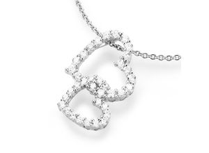 4007810969684 - Herzkette SMART JEWEL Herz an Herz mit Zirkonia Steinen Silber 925 Halsketten Gr 45 cm Silber 925 (Sterlingsilber) weiß Damen