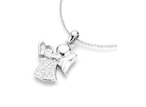 4007810972813 - Kette mit Anhänger FIRETTI Schmuck Geschenk Silber 925 Halsschmuck Halskette Ankerkette Herz Halsketten Gr Silber 925 (Sterlingsilber) Länge 45 cm silberfarben (silberfarben kristallweiß) Damen Ketten mit Anhänger