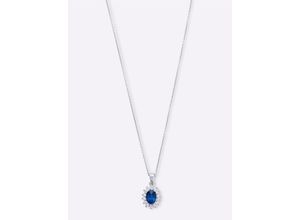 4007810976613 - Kette mit Anhänger SMART JEWEL farbiger Stein und Zirkonia Steine Silber 925 Halsketten Gr 45 cm Silber 925 (Sterlingsilber) blau Damen