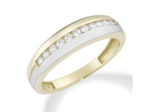 4007810979829 - Goldring LUIGI MERANO mit ZIrkonia in Bicolor-Optik Gold 375 Fingerringe Gr 56 Gelbgold 375 goldfarben (goldfarbig silberfarbig bicolor) Damen Fingerringe