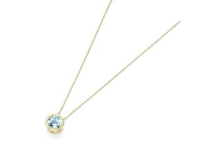 4007810985523 - Collier LUIGI MERANO Anhänger mit Blautopas Gold 375 Halsketten Gr 45 cm Gelbgold 375 blau (hellblau) Damen Colliers