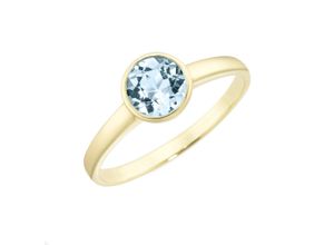 4007810988227 - Goldring LUIGI MERANO mit Blautopas Gold 375 Fingerringe Gr 56 Gelbgold 375 blau (hellblau) Damen Fingerringe