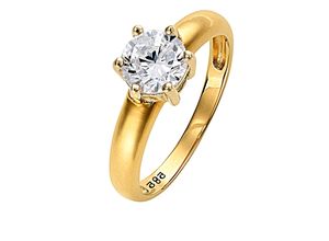 4007810988647 - Fingerring LADY Fingerringe Gr 16 Metall-Metall goldfarben (gelbgold 585) Damen Fingerringe