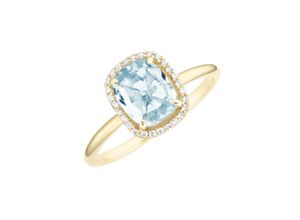 4007810996123 - Goldring LUIGI MERANO mit Blautopas und Zirkonia Gold 375 Fingerringe Gr 56 Gelbgold 375 blau (hellblau) Damen Fingerringe