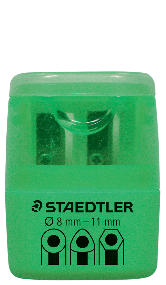 4007817015278 - STAEDTLER Doppel-Spitzdose 51260F neon grün für normale Stifte bis 8 mm Durchmesser für dicke Blei- und - 1 Stück (51260F50BK)