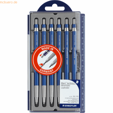 4007817015742 - 10 x Fallminenstift Mars technico mit Clip HB blau Kunststof